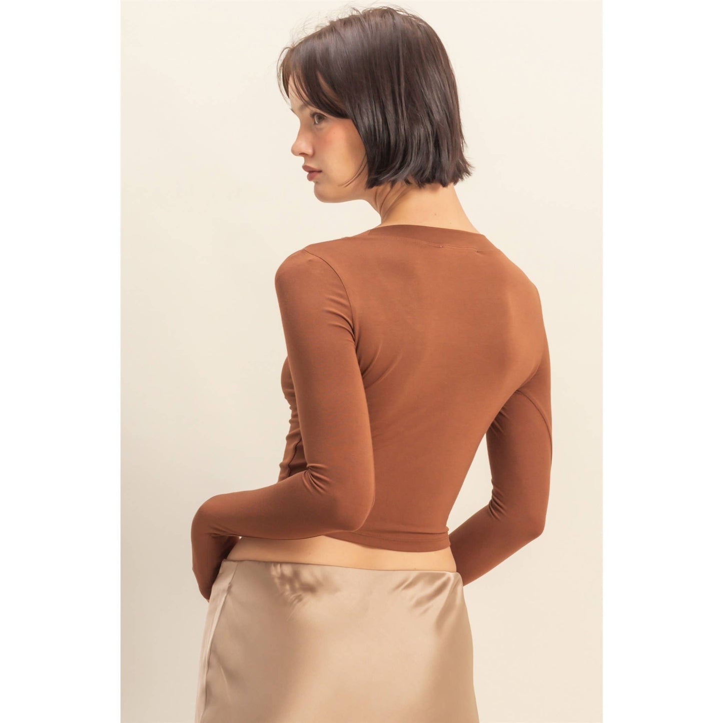 Chestnut Cropped Long Sleeve Top