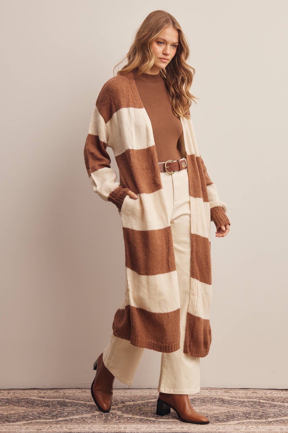 Striped Longline Knit Cardigan