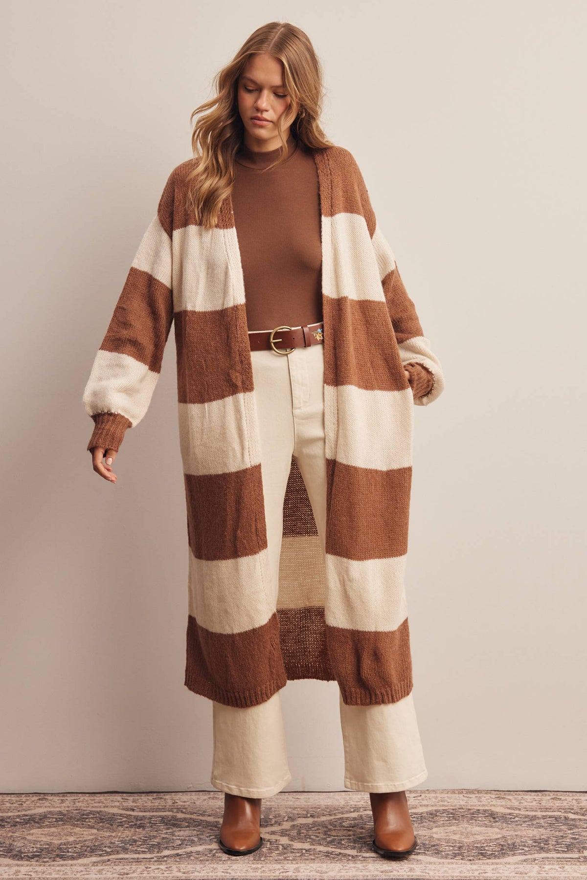 Striped Longline Knit Cardigan
