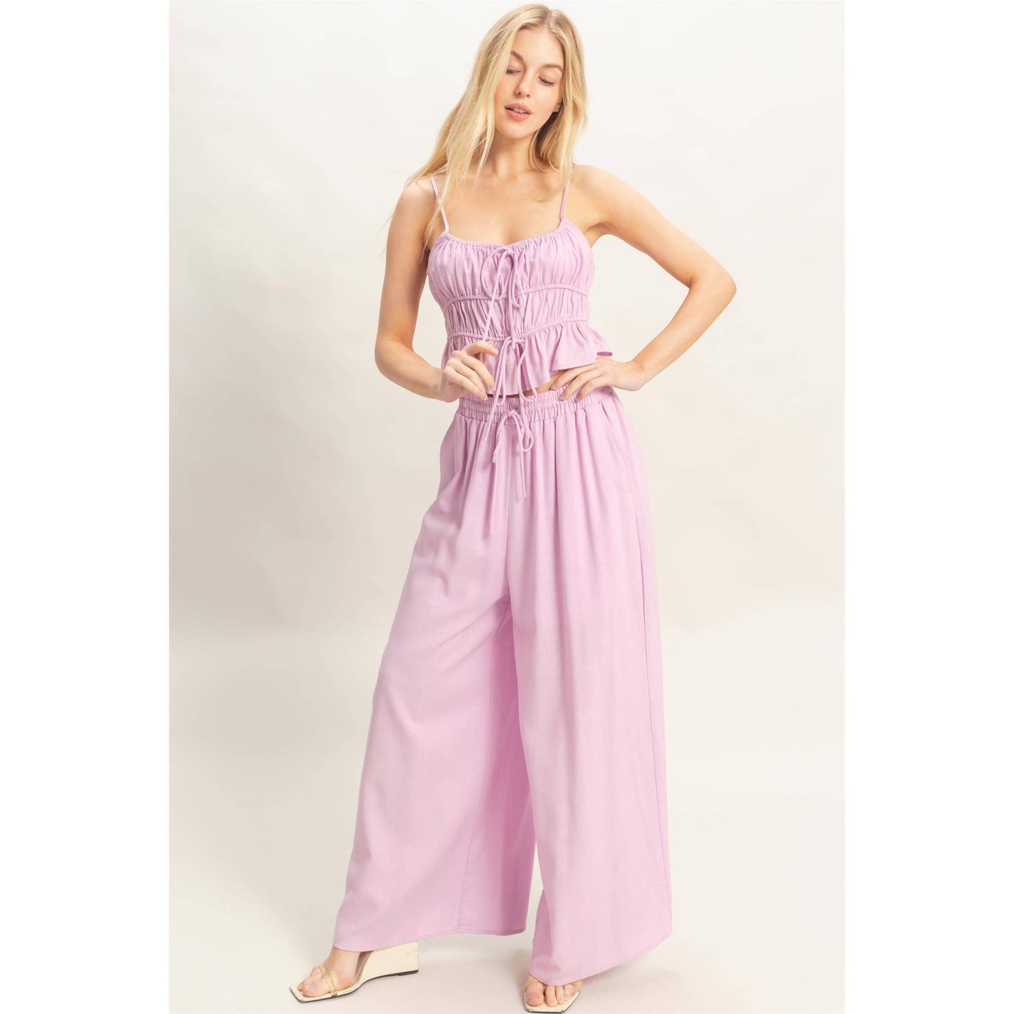 Pink Tiered Tank & Palazzo Set
