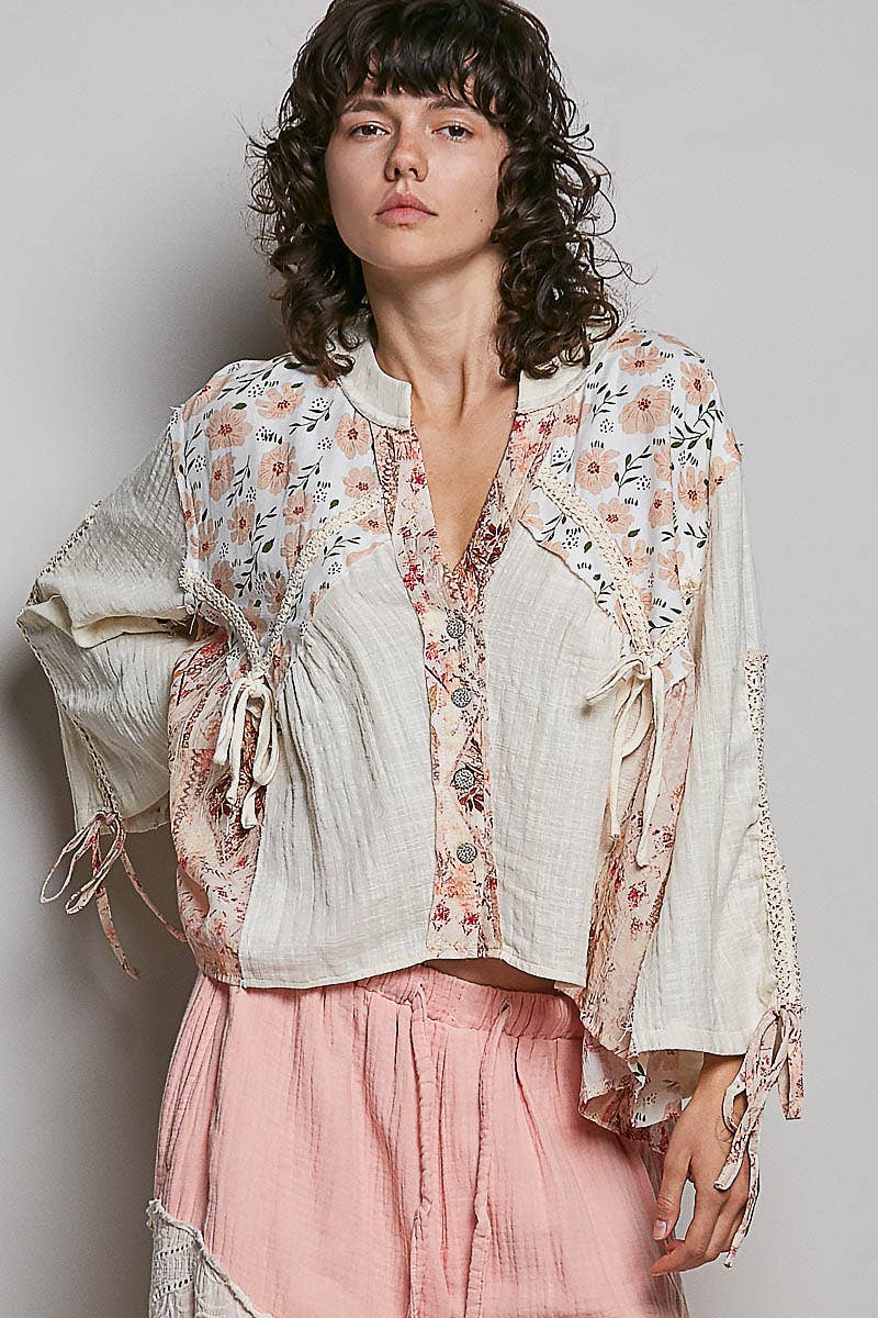 Floral V Neck Sleeve Top