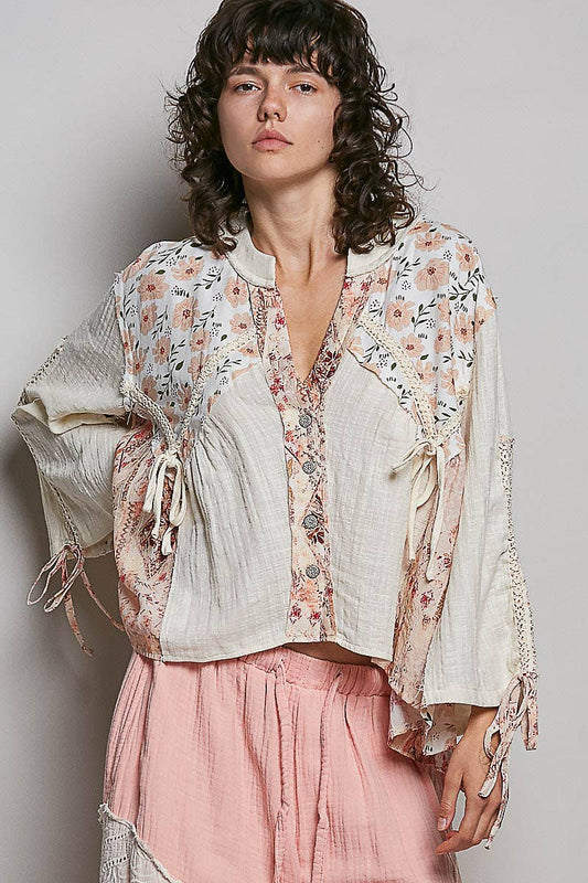 Floral V Neck Sleeve Top