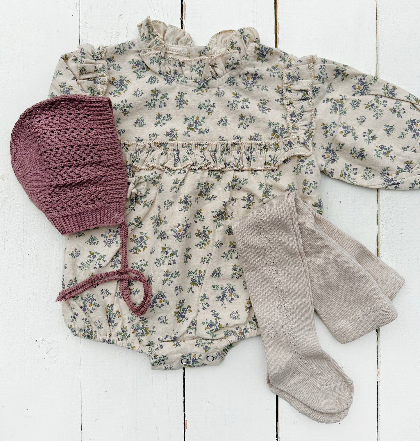 Baby Girl Cotton bubble Romper Dressy sleeve Viola
