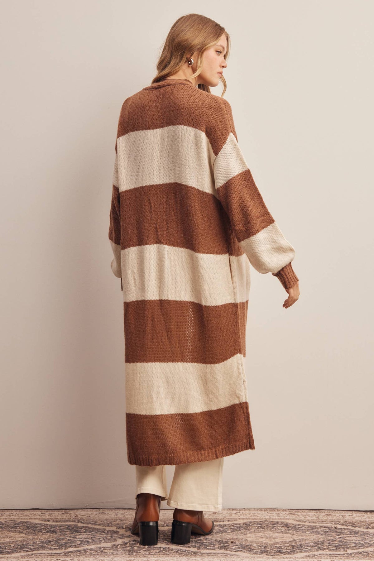 Striped Longline Knit Cardigan
