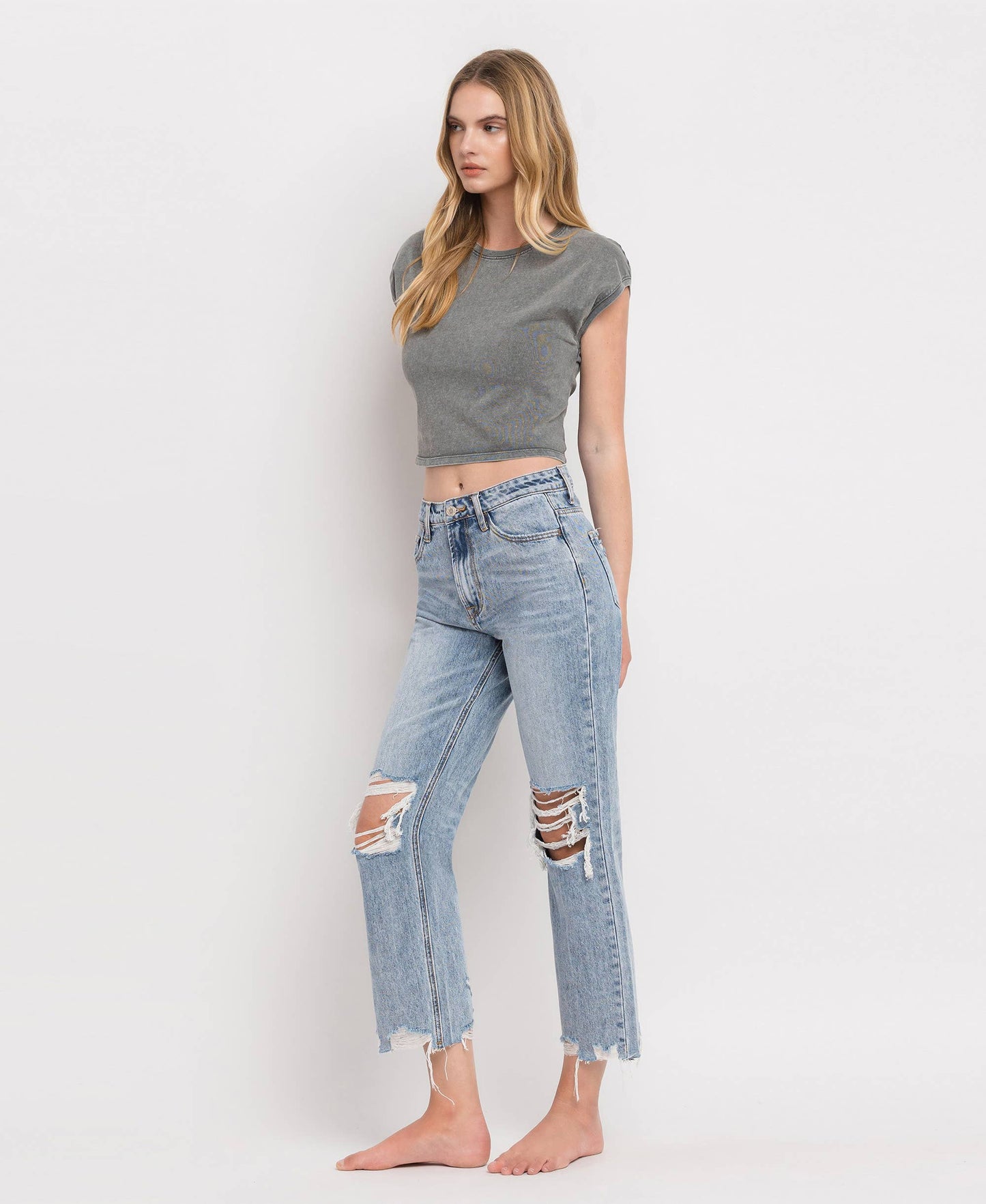 SUPER HIGH RISE CROP STRAIGHT JEANS