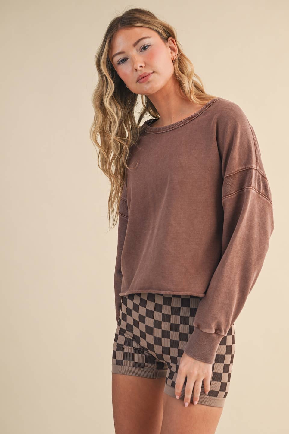 Mineral Wash Cutout Back Layering Sweatshirt