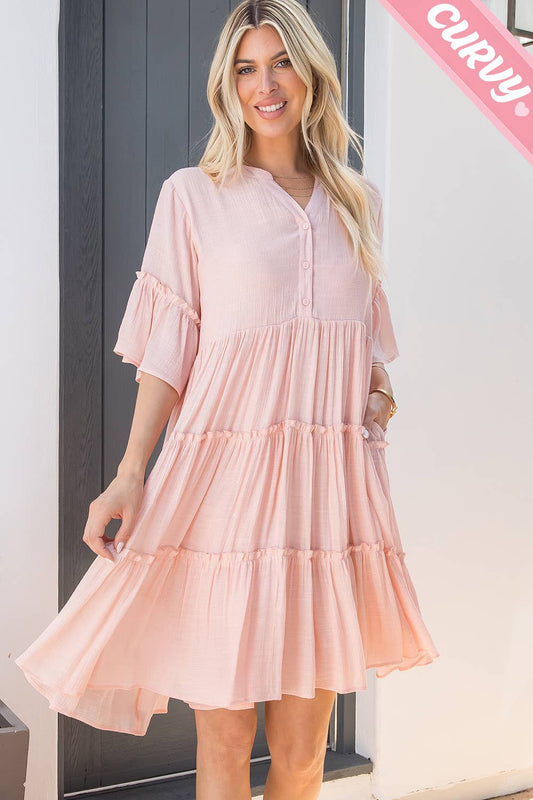 TIERED SHIRT DRESS