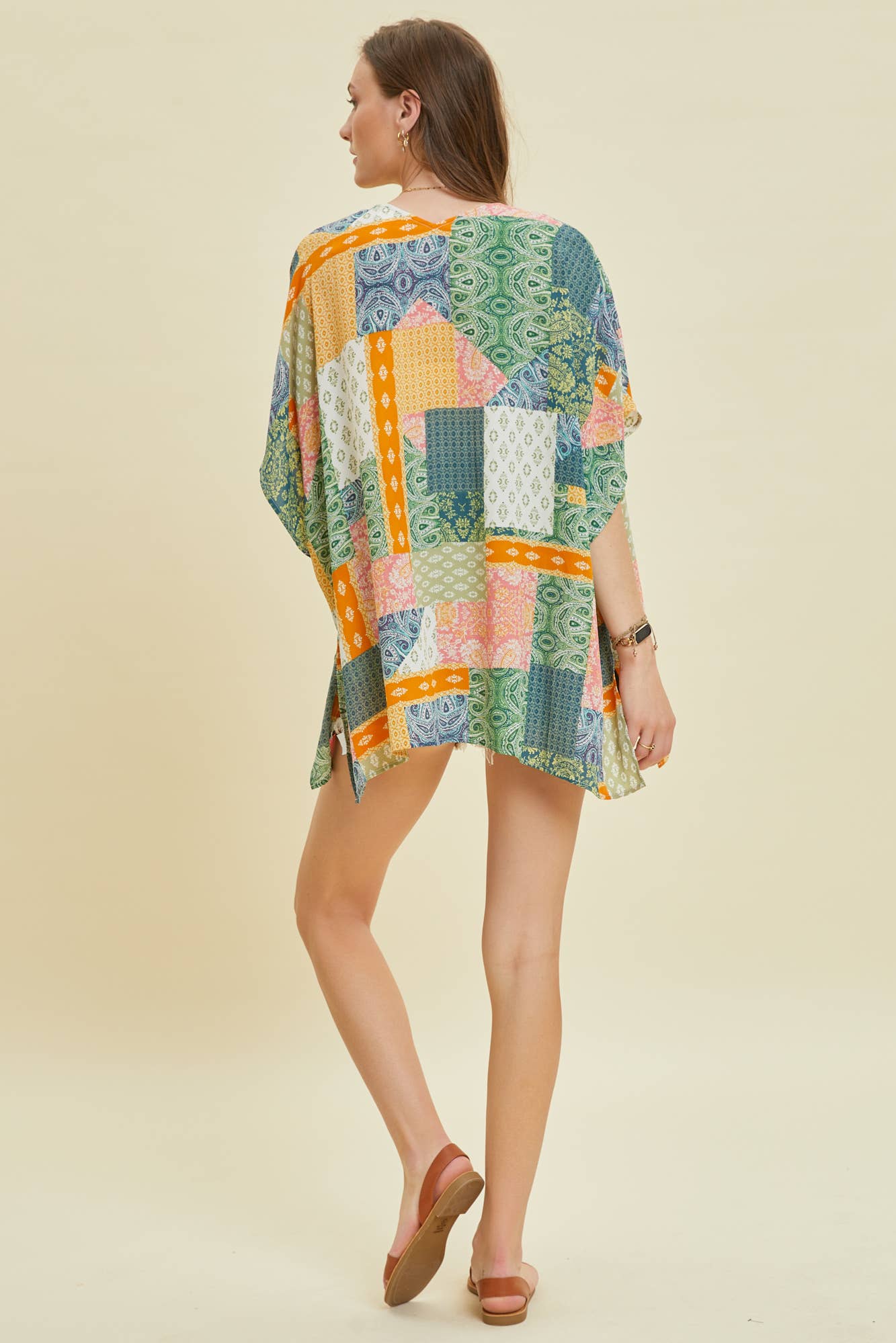 Bohemian Scarf Printed Open Front Kimono