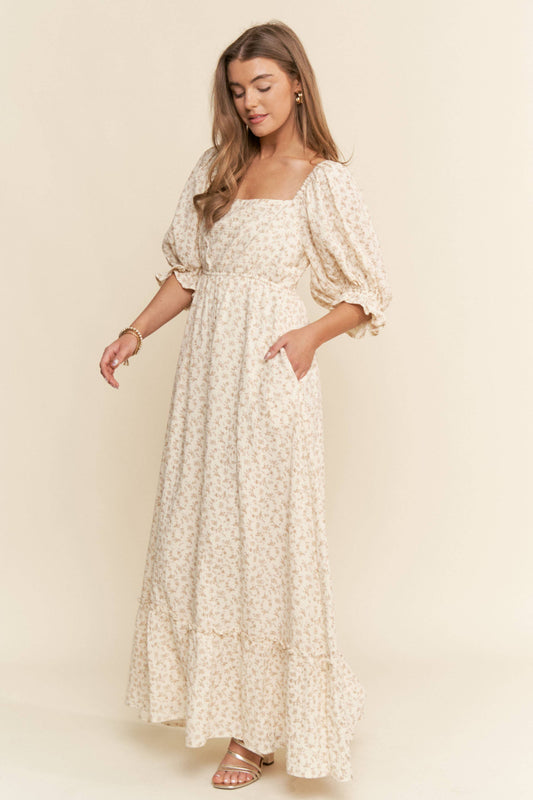 Neutral Gauze Print Maxi