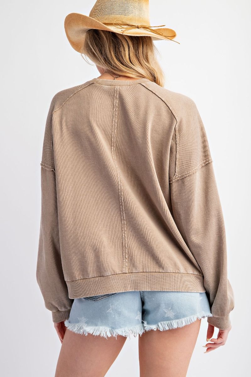 Plus Mocha Mineral Washed Peace Pullover