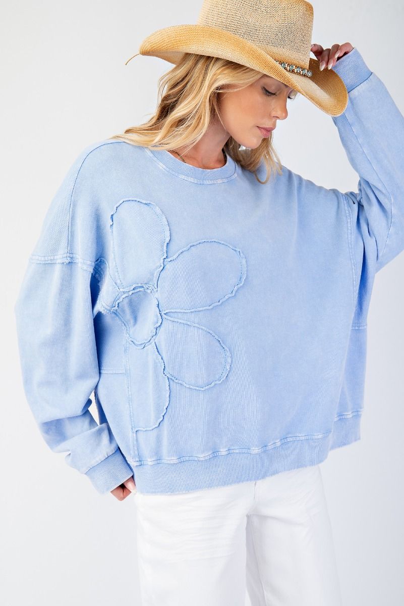 Periwinkle Flower Patch Pullover