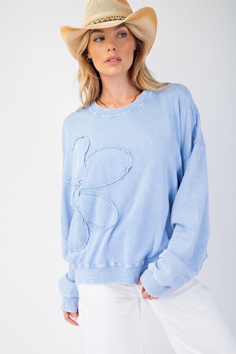 Periwinkle Flower Patch Pullover