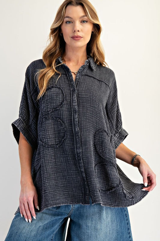 Flower Patch Mineral Wash Gauze Top
