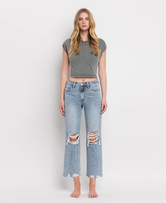 SUPER HIGH RISE CROP STRAIGHT JEANS