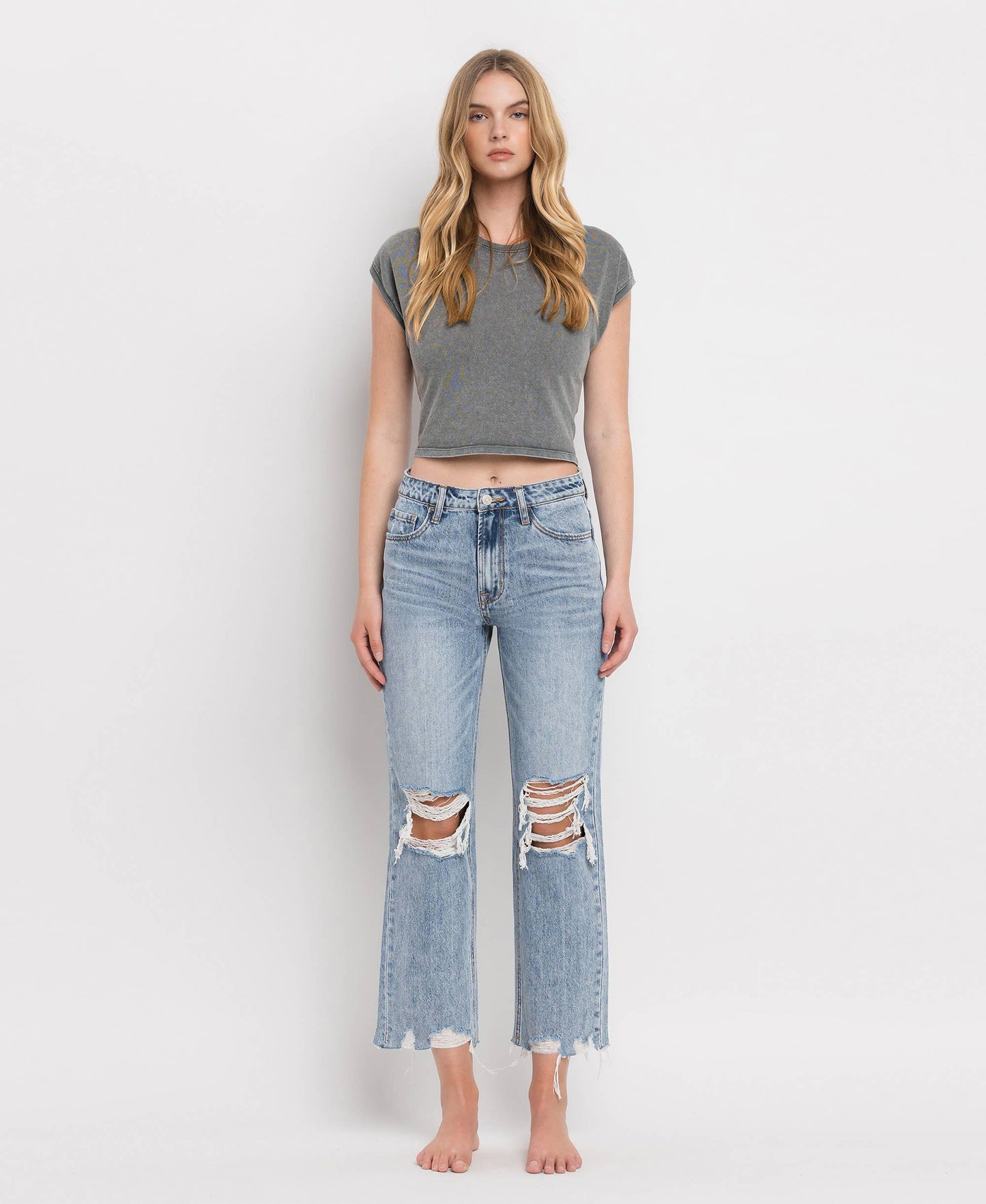 SUPER HIGH RISE CROP STRAIGHT JEANS