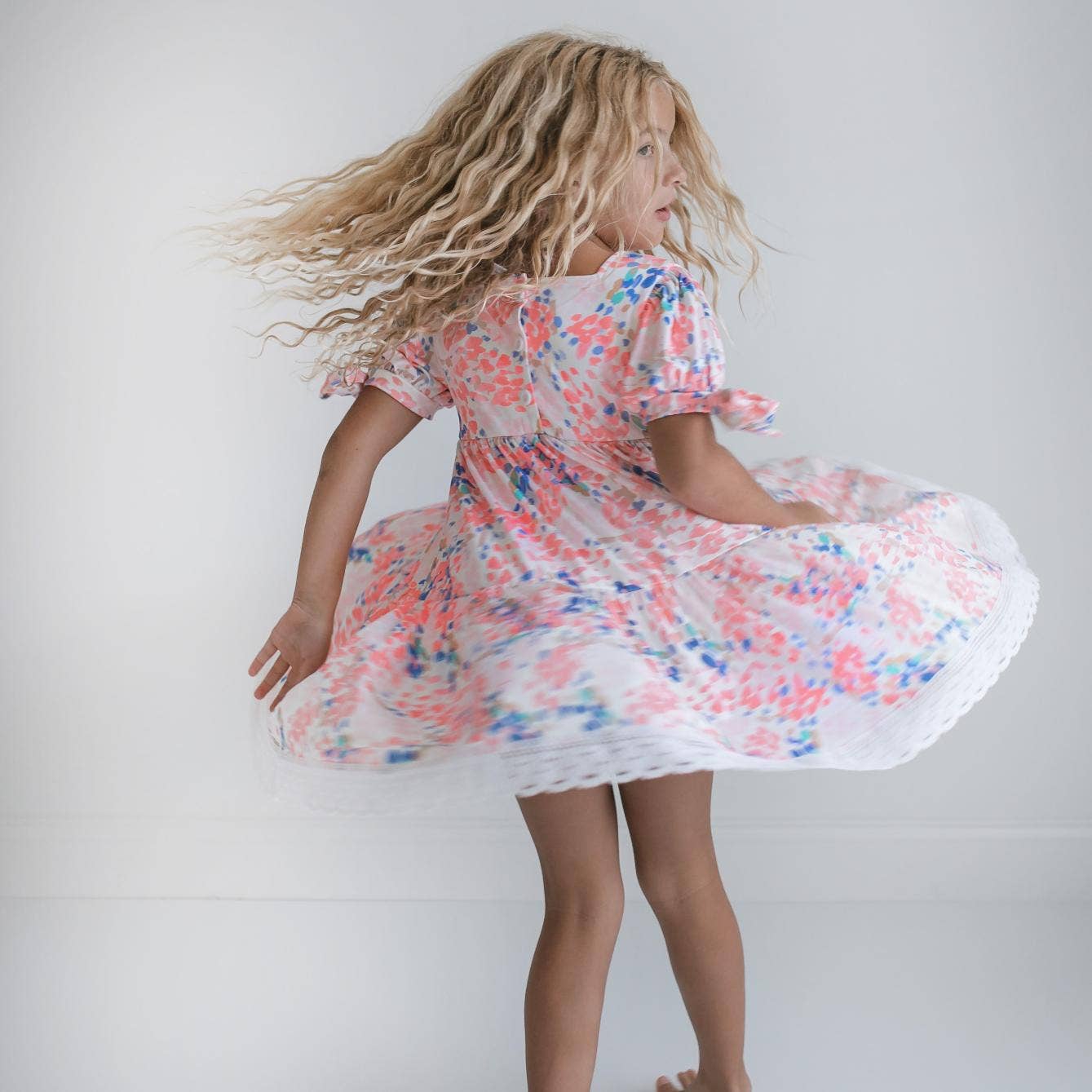 Kids Pink & Blue Lace Tiered Square Neck Spring Easter Dress Untamed Grace Kids Pink & Blue Lace Tiered Square Neck Spring Easter Dress Untamed Grace
