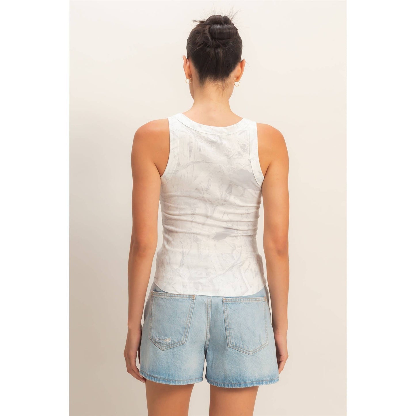 Camo Wash Ribbed Knit Tank
