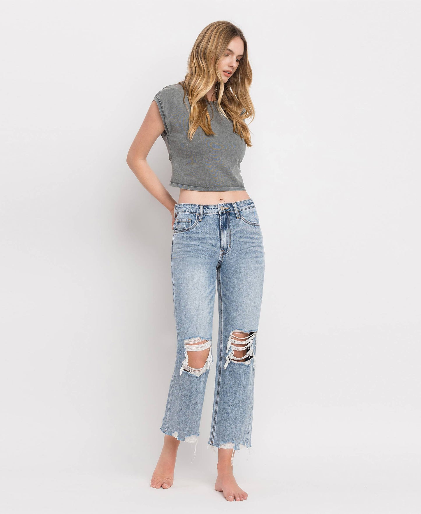 SUPER HIGH RISE CROP STRAIGHT JEANS