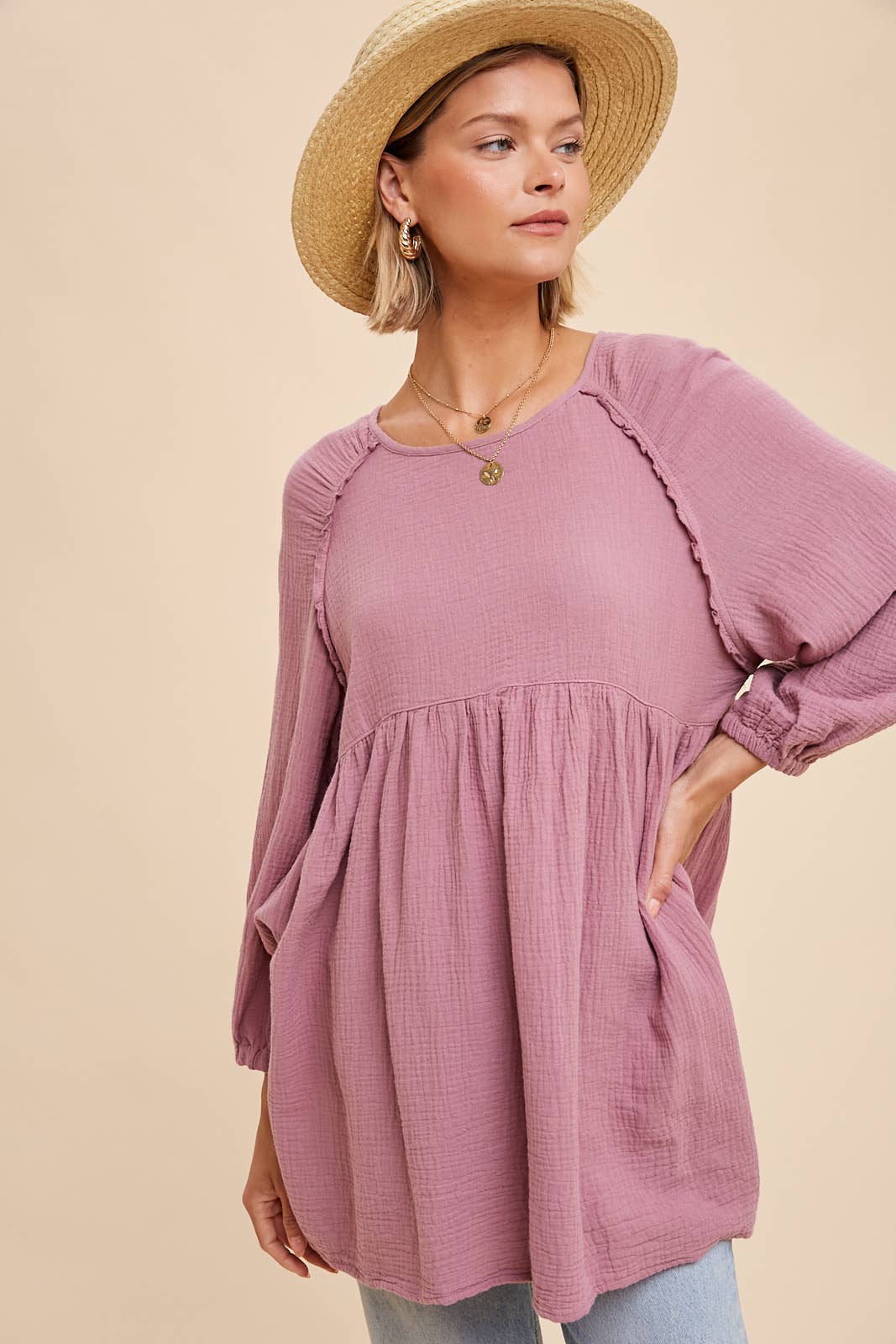 Cotton Muslin Oversized Raglan Tunic