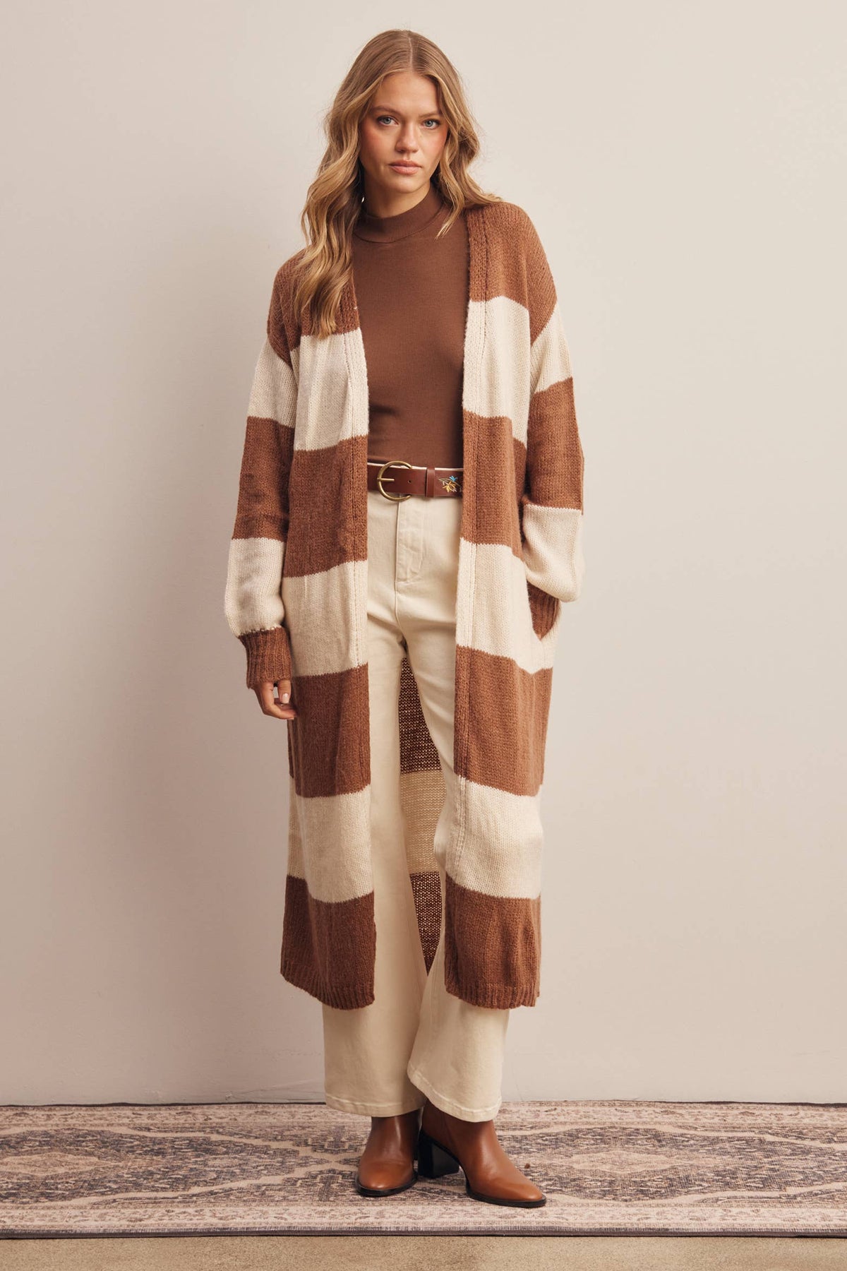 Striped Longline Knit Cardigan