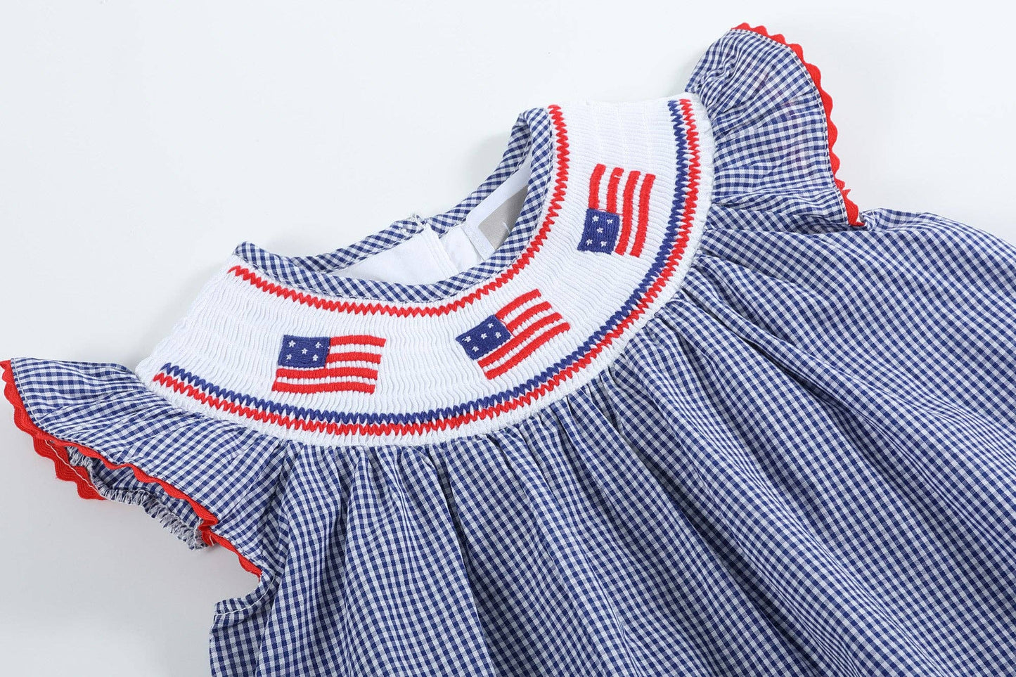 Blue USA Flag Smocked Top and Bloomer Set