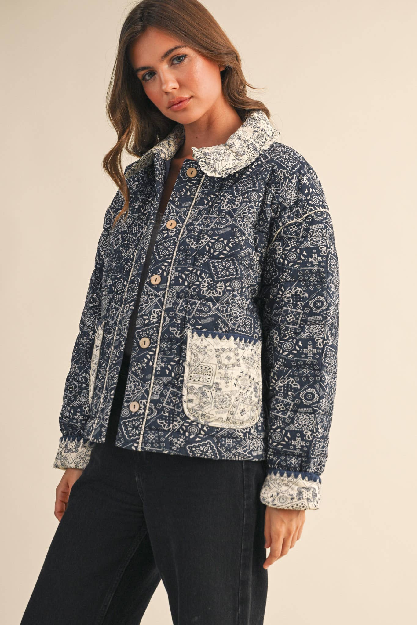Quilted Bandana Print Jacket