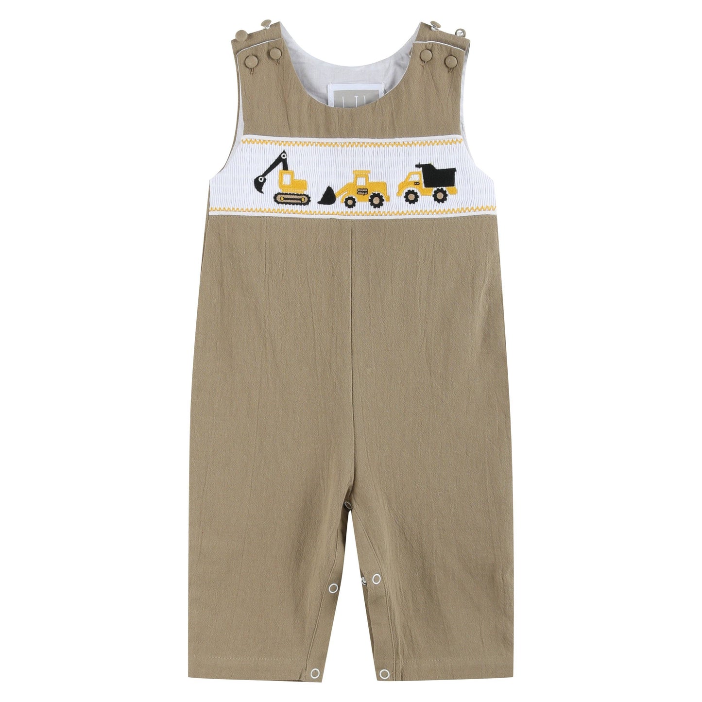 Brown Construction Smocked Overalls