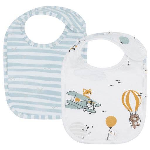 2pk Bibs - Up Up & Away/Stripes