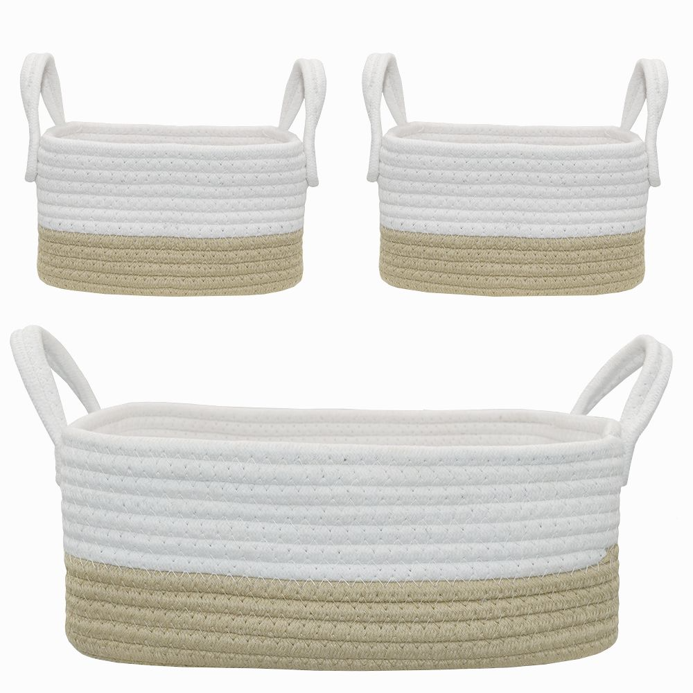 Cotton Rope 3pc Storage Set - Natural/White